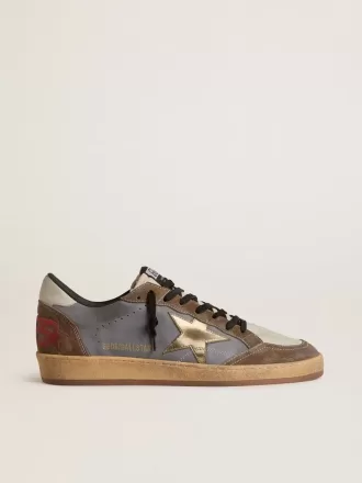 Ball Star da uomo in nabuk e pelle scamosciata con stella metallizzata dorata