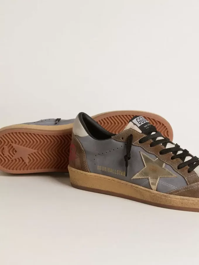 Ball Star da uomo in nabuk e pelle scamosciata con stella metallizzata dorata