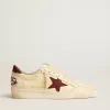 Ball Star da uomo in nappa beige con stella in mesh bordeaux e linguetta sul tallone