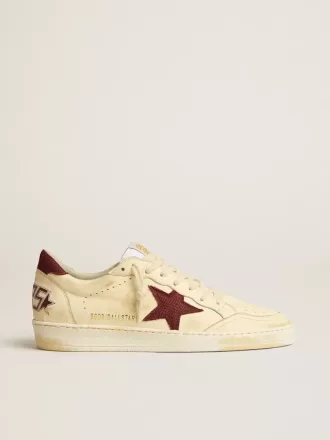 Ball Star da uomo in nappa beige con stella in mesh bordeaux e linguetta sul tallone
