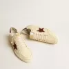Ball Star da uomo in nappa beige con stella in mesh bordeaux e linguetta sul tallone