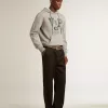 Ball Star da uomo in nappa beige con stella in mesh bordeaux e linguetta sul tallone
