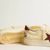 Ball Star da uomo in nappa beige con stella in mesh bordeaux e linguetta sul tallone