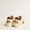 Ball Star da uomo in nappa beige con stella in mesh bordeaux e linguetta sul tallone