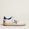 Ball Star da uomo in nappa bianca con stella blu e linguetta sul tallone