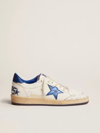 Ball Star da uomo in nappa bianca con stella blu e linguetta sul tallone