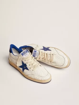Ball Star da uomo in nappa bianca con stella blu e linguetta sul tallone