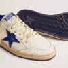 Ball Star da uomo in nappa bianca con stella blu e linguetta sul tallone