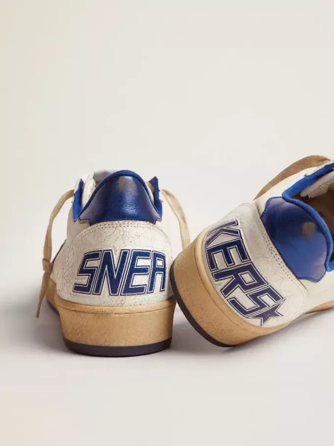 Ball Star da uomo in nappa bianca con stella blu e linguetta sul tallone