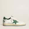 Ball Star da uomo in nappa bianca con stella e linguetta sul tallone in pelle verde