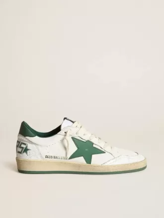 Ball Star da uomo in nappa bianca con stella e linguetta sul tallone in pelle verde