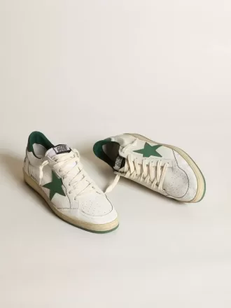 Ball Star da uomo in nappa bianca con stella e linguetta sul tallone in pelle verde