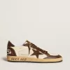 Ball Star da uomo in nappa e mesh con stella in pelle scamosciata e inserti in pelle marrone