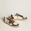 Ball Star da uomo in nappa e mesh con stella in pelle scamosciata e inserti in pelle marrone