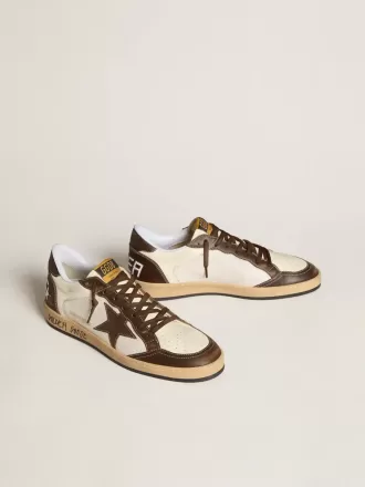Ball Star da uomo in nappa e mesh con stella in pelle scamosciata e inserti in pelle marrone