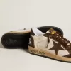 Ball Star da uomo in nappa e mesh con stella in pelle scamosciata e inserti in pelle marrone