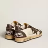 Ball Star da uomo in nappa e mesh con stella in pelle scamosciata e inserti in pelle marrone