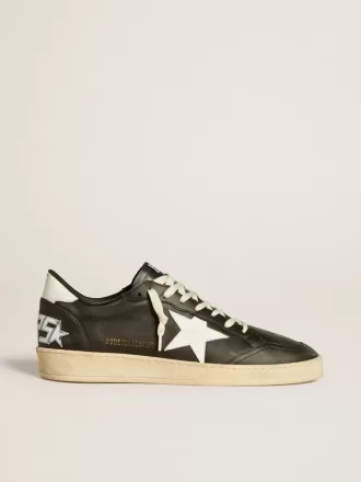 Ball Star da uomo in nappa nera con stella e linguetta sul tallone in pelle bianca