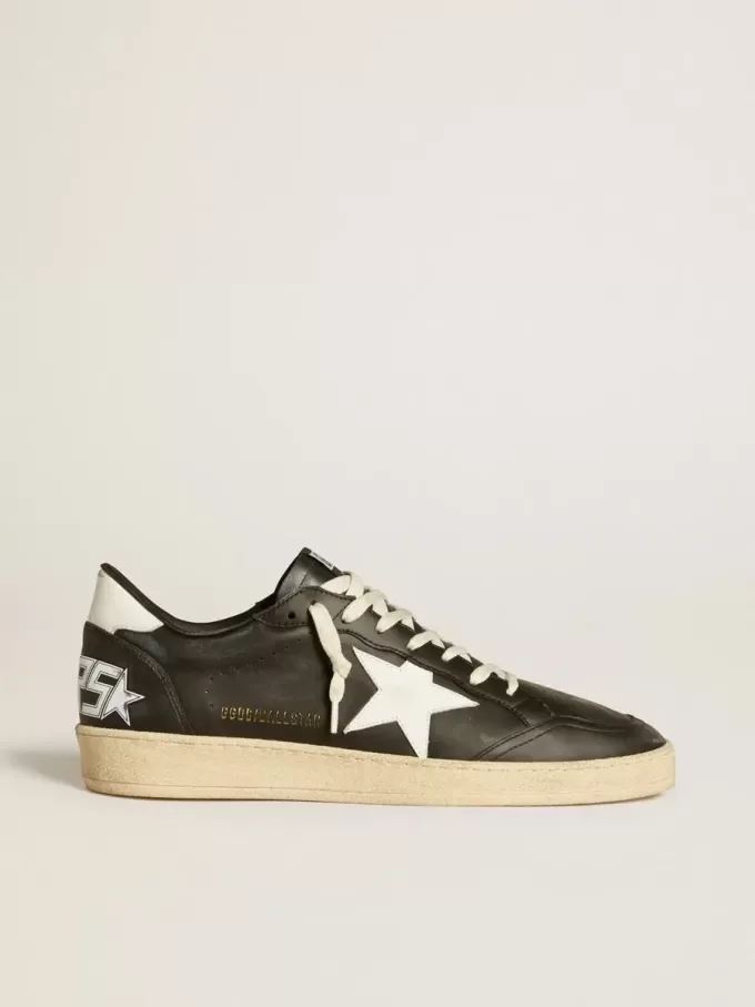 Ball Star da uomo in nappa nera con stella e linguetta sul tallone in pelle bianca