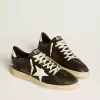 Ball Star da uomo in nappa nera con stella e linguetta sul tallone in pelle bianca