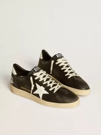 Ball Star da uomo in nappa nera con stella e linguetta sul tallone in pelle bianca