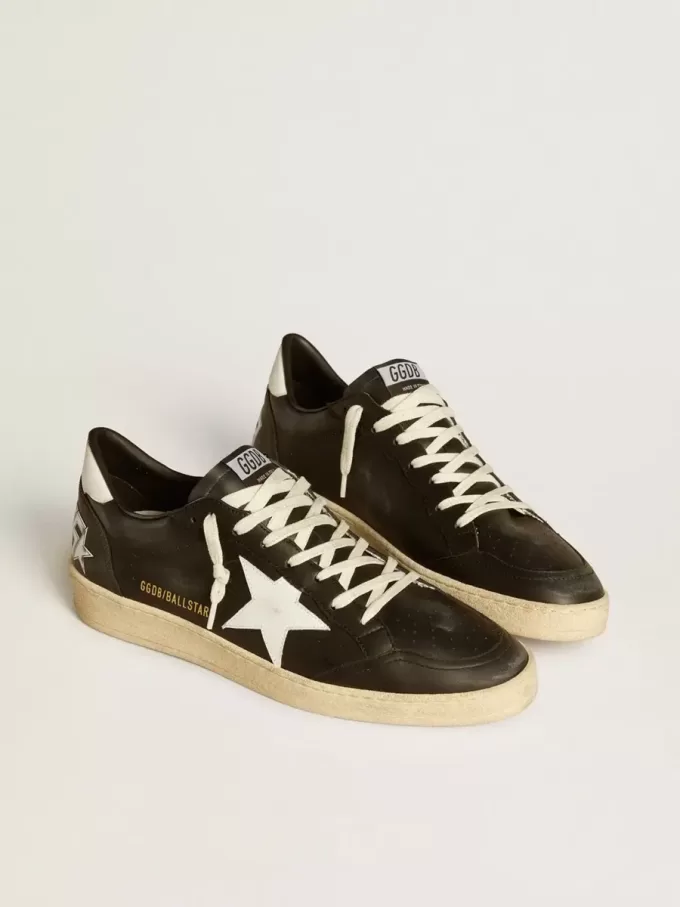 Ball Star da uomo in nappa nera con stella e linguetta sul tallone in pelle bianca