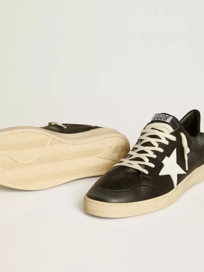 Ball Star da uomo in nappa nera con stella e linguetta sul tallone in pelle bianca