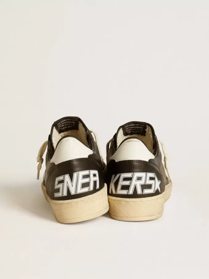 Ball Star da uomo in nappa nera con stella e linguetta sul tallone in pelle bianca