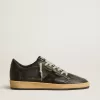 Ball Star da uomo in nappa nera con stella in pelle scamosciata e linguetta sul tallone in nappa