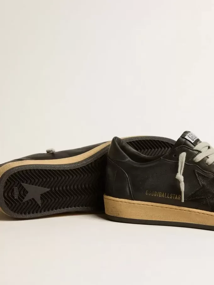 Ball Star da uomo in nappa nera con stella in pelle scamosciata e linguetta sul tallone in nappa