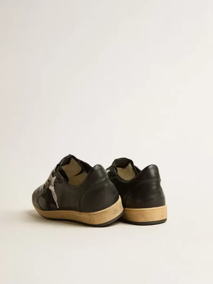 Ball Star da uomo in nappa nera con stella in pelle scamosciata e linguetta sul tallone in nappa