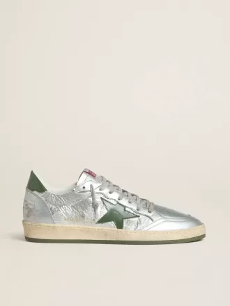 Ball Star da uomo in nylon argento con stella e linguetta sul tallone in pelle verde