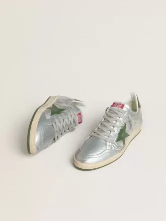 Ball Star da uomo in nylon argento con stella e linguetta sul tallone in pelle verde