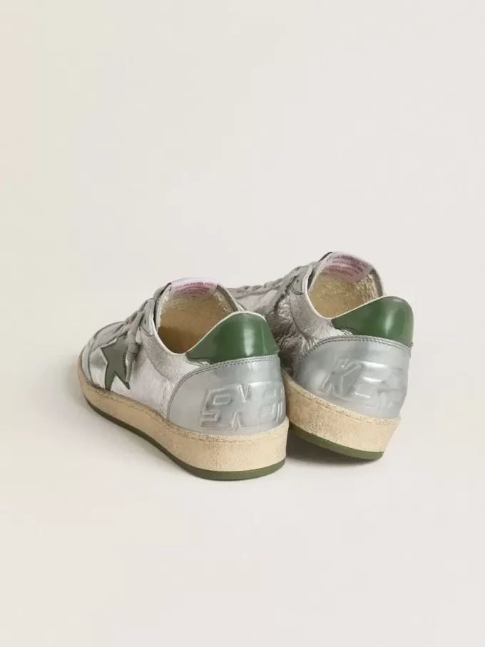 Ball Star da uomo in nylon argento con stella e linguetta sul tallone in pelle verde
