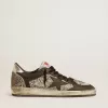 Ball Star da uomo in pelle con stampa elefante e stella in pelle nera
