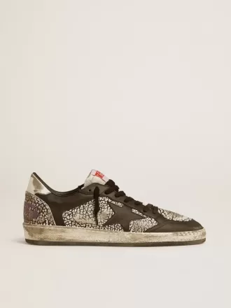 Ball Star da uomo in pelle con stampa elefante e stella in pelle nera