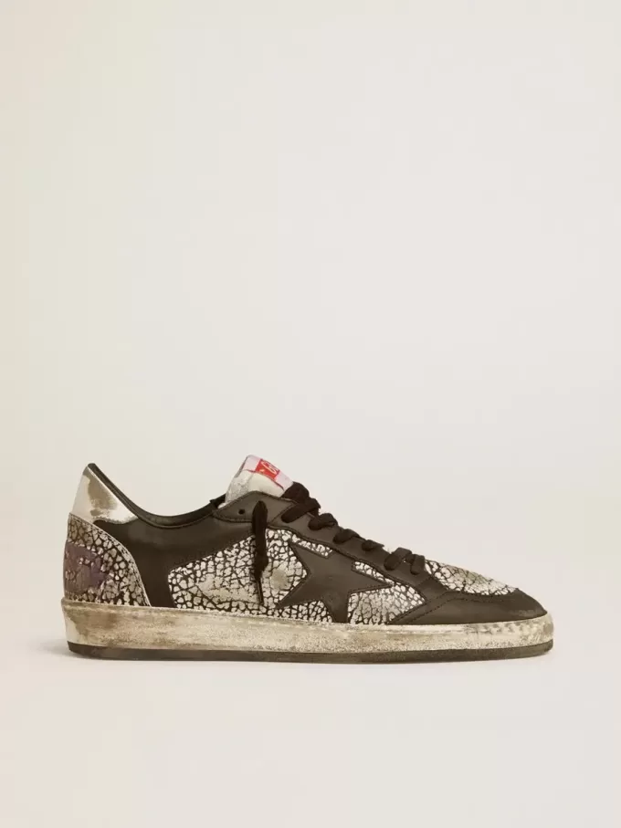 Ball Star da uomo in pelle con stampa elefante e stella in pelle nera