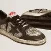 Ball Star da uomo in pelle con stampa elefante e stella in pelle nera