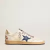 Ball Star da uomo in pelle nappa con stella in pelle scamosciata blu e linguetta sul tallone in pelle platino