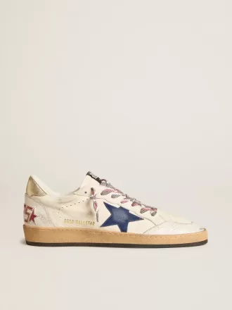 Ball Star da uomo in pelle nappa con stella in pelle scamosciata blu e linguetta sul tallone in pelle platino Ball Star da uomo in pelle nappa con stella in pelle scamosciata blu e linguetta sul tallone in pelle platino