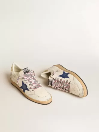 Ball Star da uomo in pelle nappa con stella in pelle scamosciata blu e linguetta sul tallone in pelle platino Ball Star da uomo in pelle nappa con stella in pelle scamosciata blu e linguetta sul tallone in pelle platino