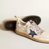 Ball Star da uomo in pelle nappa con stella in pelle scamosciata blu e linguetta sul tallone in pelle platino