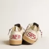 Ball Star da uomo in pelle nappa con stella in pelle scamosciata blu e linguetta sul tallone in pelle platino