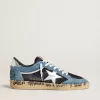 Ball Star da uomo in pelle scamosciata blu con stella e linguetta sul tallone in pelle argentata Ball Star da uomo in pelle scamosciata blu con stella e linguetta sul tallone in pelle argentata