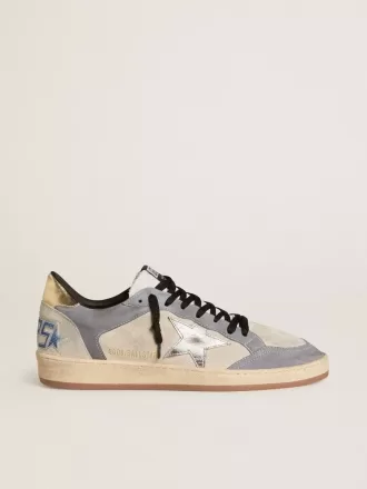 Ball Star da uomo in pelle scamosciata e nabuk con stella in pelle metallizzata argento e linguetta sul tallone in pelle metallizzata oro
