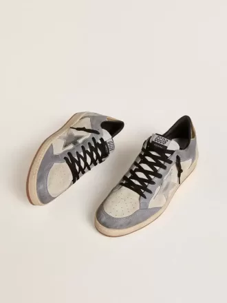 Ball Star da uomo in pelle scamosciata e nabuk con stella in pelle metallizzata argento e linguetta sul tallone in pelle metallizzata oro