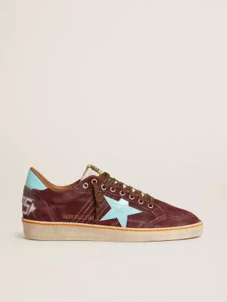 Ball Star da uomo in pelle scamosciata rosso scuro con stella azzurra e linguetta sul tallone