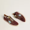 Ball Star da uomo in pelle scamosciata rosso scuro con stella azzurra e linguetta sul tallone