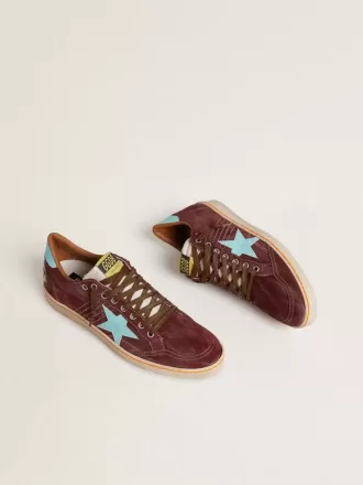 Ball Star da uomo in pelle scamosciata rosso scuro con stella azzurra e linguetta sul tallone