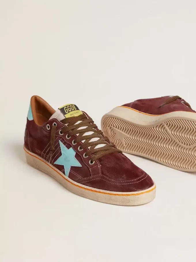 Ball Star da uomo in pelle scamosciata rosso scuro con stella azzurra e linguetta sul tallone